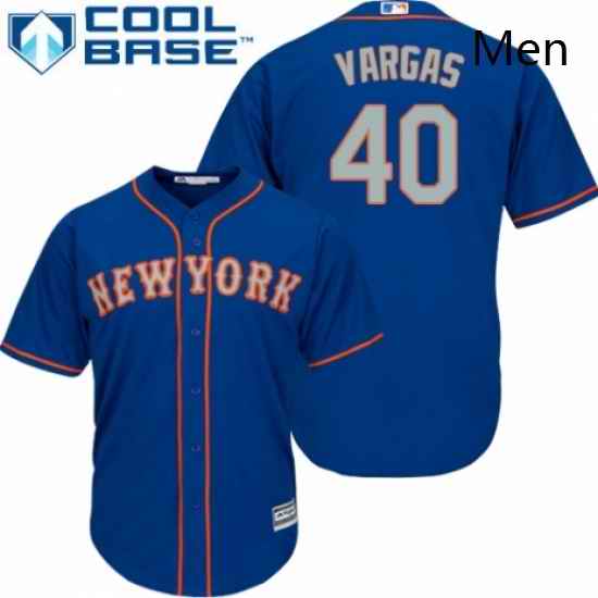 Mens Majestic New York Mets 40 Jason Vargas Replica Royal Blue Alternate Road Cool Base MLB Jersey